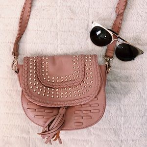 🦩 Cute Boho Fringe Studded Pink Crossbody Purse🦩